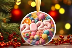 2025 with Depth Round Ornament Sublimation PNG Product Image 3