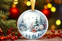 Winter Scene with Flowers Watercolor Image PNG Product Image 1