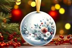 Winter Scene with Flowers Watercolor Image PNG Product Image 1