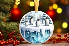 Winter Scene with Penguins Digital Painting PNG Product Image 1