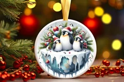 Winter Scene with Penguins Digital Painting PNG Product Image 3