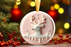 Deer Christmas Ornament Sublimation PNG Product Image 3