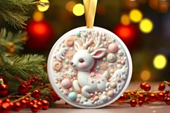 Deer Christmas Ornament Sublimation PNG Product Image 3