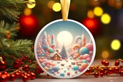 Pastel Christmas Scene Candy Digital Painting PNG Product Image 1