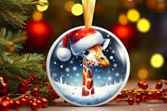 Winter Scene Giraffe Digital Painting PNG Product Image 1