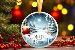 Santa and Merry and Bright Round Winter Scene Ornament Product Image 3