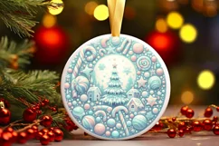 Detailed Christmas Candy Round Ornament Sublimation PNG Product Image 1