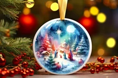 Nativity Scene Round Ornament Sublimation PNG Product Image 3
