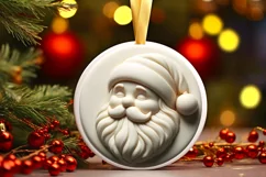 Santa Winter Round Ornament Sublimation PNG Product Image 1