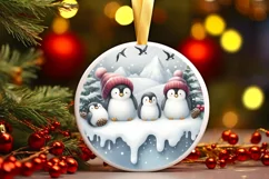 Penguins Winter Scene Christmas PNG Product Image 3