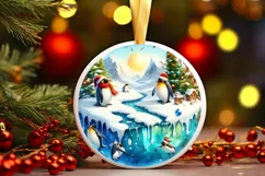 3D Winter Scene with Penguins Sublimation PNG Product Image 3