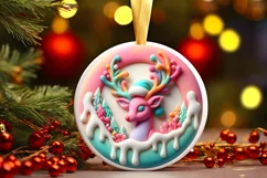 3D Christmas Deer Ornament PNG Product Image 1
