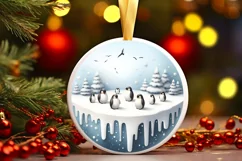 Penguins Winter Scene Christmas PNG Product Image 2