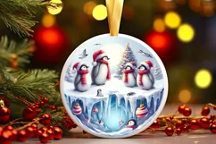 Penguins Winter Scene Christmas PNG Product Image 2