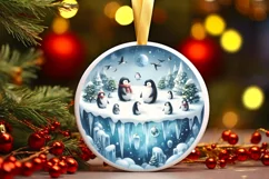 Penguins Winter Scene Christmas PNG Product Image 2