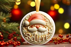 3D Santa Believe Ornament PNG Product Image 3