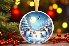 Penguins Winter Scene Christmas PNG Product Image 2