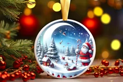 Winter Santa Presents Round Ornament Sublimation PNG Product Image 2
