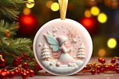 Pastel Christmas Fairy Round Ornament Sublimation PNG Product Image 1