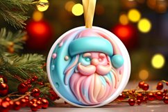 Santa Round Ornament Sublimation PNG Product Image 3