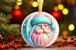 Santa Round Ornament Sublimation PNG Product Image 3