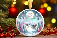 Santa Large Text Round Ornament Sublimation PNG Product Image 3