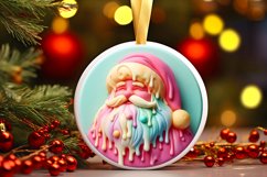 Santa Round Ornament Sublimation PNG Product Image 1