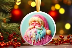 Santa Round Ornament Sublimation PNG Product Image 1