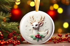 3D Christmas Deer Ornament PNG Product Image 1