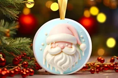 Santa Winter Round Ornament Sublimation PNG Product Image 2