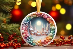 Detailed Christmas Candy Round Ornament Sublimation PNG Product Image 3