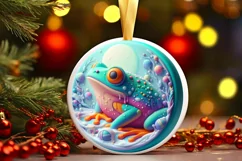 Christmas Frog Round Ornament Sublimation PNG Product Image 2