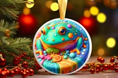 Christmas Frog Round Ornament Sublimation PNG Product Image 1