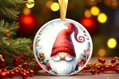 Winter Gnome Round Ornament Sublimation PNG Product Image 1