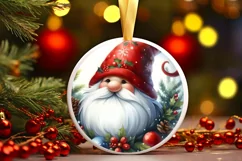 Winter Gnome Round Ornament Sublimation PNG Product Image 1