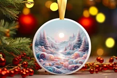 Detailed Christmas Candy Round Ornament Sublimation PNG Product Image 1