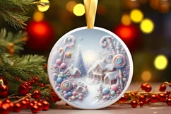 Round Christmas Ornament Sublimation|Clipart Product Image 2