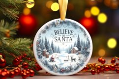 Believe in Santa Winter Scene Round Ornament Sublimation PNG Product Image 3