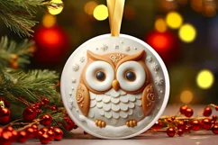 Owl Round Ornament Sublimation PNG Product Image 3