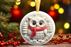 Owl Round Ornament Sublimation PNG Product Image 1