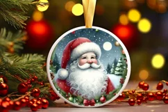 Winter Snowflake Round Ornament Sublimation PNG Product Image 3