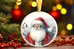 Santa Round Ornament Sublimation PNG Product Image 2