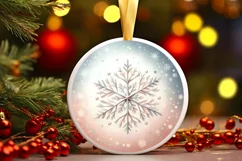 Winter Snowflake Round Ornament Sublimation PNG Product Image 3