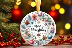 Merry Christmas Round Christmas Ornament Sublimation PNG Product Image 3