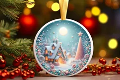 Round Christmas Ornament Sublimation|Clipart Product Image 2