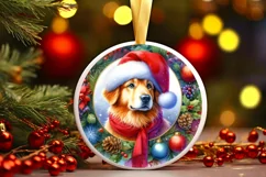 Dog Round Ornament Sublimation PNG Product Image 3