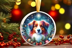Dog Round Ornament Sublimation PNG Product Image 1
