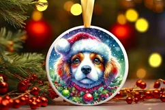 Dog Round Ornament Sublimation PNG Product Image 2