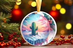 Santa Melting Winter Scene Cactus PNG Product Image 3