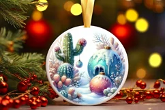 Santa Melting Winter Scene Cactus PNG Product Image 3